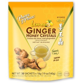 Prince of Peace Ginger Honey Crystals, Lemon, Caffeine Free, 30 Sachets, 18 g Each