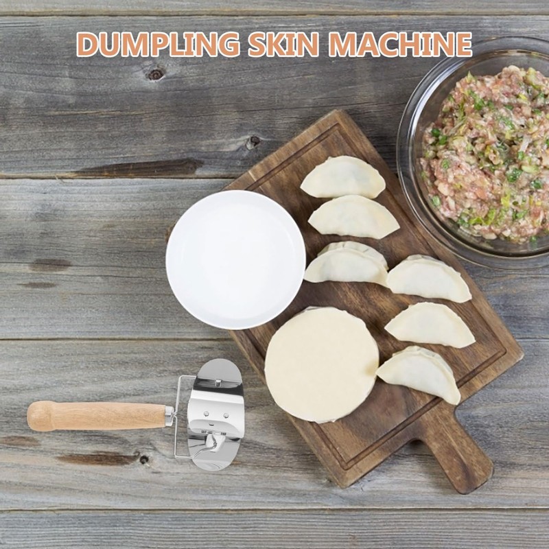 HOLIDYOYO 3Pcs Stainless Steel Dumpling Skin Cutter with Wooden Handle