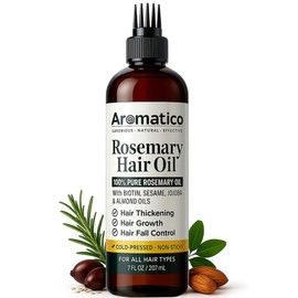 Aceite de romero 100% puro para el crecimiento del cabello, control de caídas y engrosamiento del cabello. Enriquecido con aceites de sésamo, jojoba y almendras. Textura no pegajosa. Con
