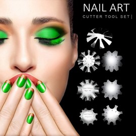 Nail Art Manicure Edge Trimmer, Easy to Use French Smile Line Cutter 7pcs for Nail Salons for Beginners for SPA for Home for Manicurists for Nail Schools(A-G Silver)