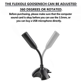 LANDIBO 3.5mm Microphone，Adjustable gooseneck Mini for Laptop/Desktop Computers pc Microphone，Plug and Play, Driver-Free Desk Microphone，Recordings, Games, Streaming, podcasts. (3.5MM)