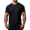 Men Workout Shirts Dry Fit Fitted (Black,L)
