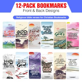 NewEights Religious Bible Verses for Christian Bookmarks (2-Sets X 6 Cards) – Daily Motivational Card Set – Collection Set Book Page Clippers – Ideal for Church Events