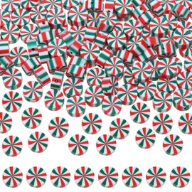 PPhtony 200PCS Christmas Candy Clay Beads Spacer Beads Ornaments for Bracelets Earring Jewelry Making Necklaces Resin Key Chains Gift Art Crafts Project Xmas Decoration Holiday Party Supply,Multicolor