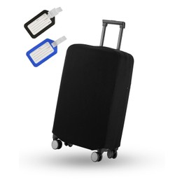 KGDUYC Suitcase Protective Cover, 1 x Black Suitcase Cover, Elastic Plain Suitcase Cover, Suitcase Protective Cover, Luggage Cover (M 22-24 Inches)