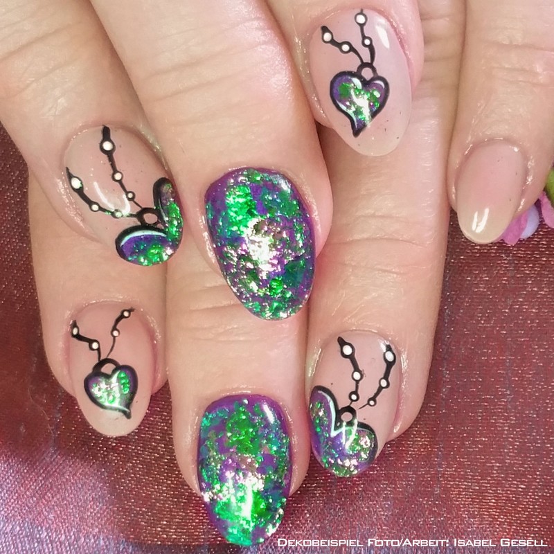 Magic Nail Art Flakes, Chrome Look Nail Art - Rose-Green-Gold