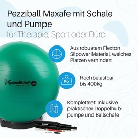 PEZZI - Original Pezziball Maxafe 75 cm Gymnastics Ball with Ball Shell & Oliver Rapid Pump - Sitting Ball for Therapy, Sports & Office - Flexton Silpower® Training Ball Maximum Load 400 kg - Copper