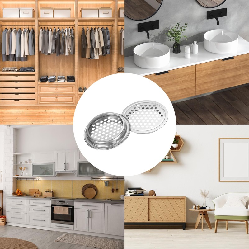 sourcing map 12Pcs Air Vents Circular Flat Soffit Vent 53mm/2.1"