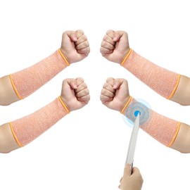 PATIKIL 8 Inch Cut Resistant Sleeve, 2 Pairs Arm Safety Protectors Sleeves Forearm Sleeve HPPE Level 5 Protection for Thin Skin and Bruising, XXS, Orange