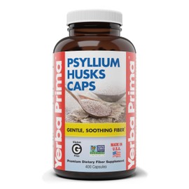 Yerba Prima Psyllium Husks Caps, 625 mg, 400 Capsules - Natural Fiber for Men and Women - Regularity Support Supplement