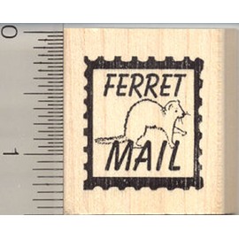 Ferret Mail Rubber Stamp, Faux Postage
