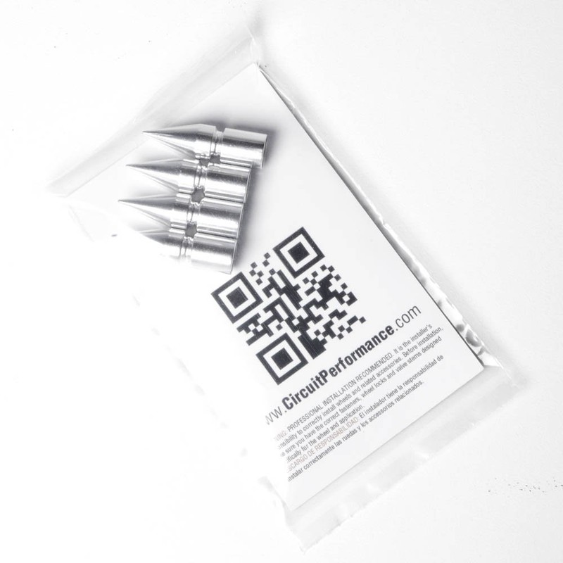 Circuit Performance VC6 Series Silver Aluminum Spiked Valve Stem Caps