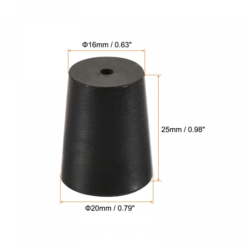 sourcing map Pack of 5 Tapered Rubber Caps with Hole