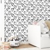 Wallderful Black and White Wallpaper Modern Scrawl Heart Wallpapers Peel