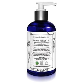 Brookethorne Naturals Unscented Massage Oil – All Natural, Body Massage Oil with Sweet Almond Oil 8oz
