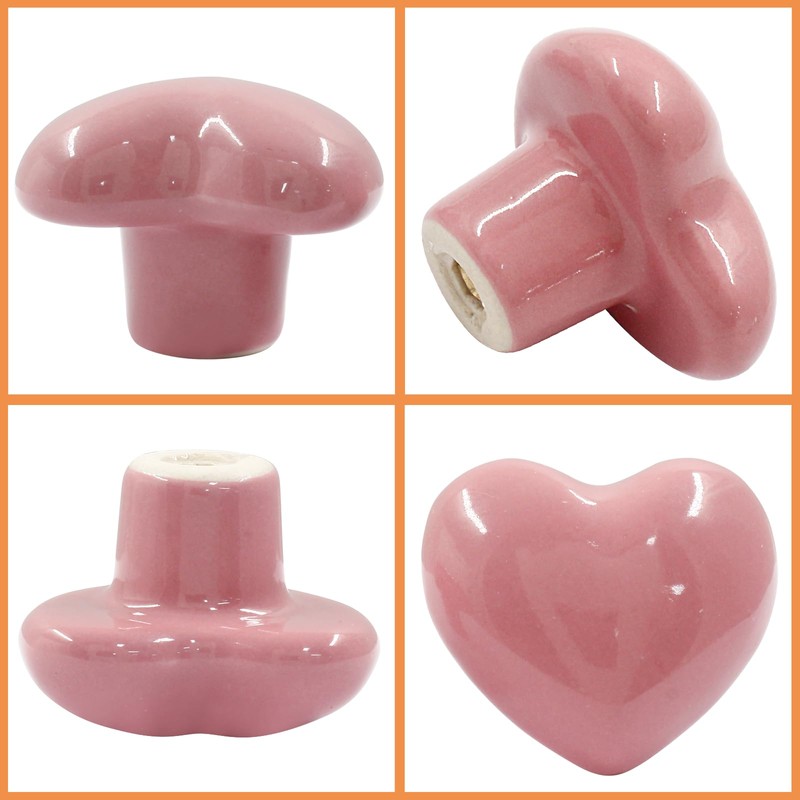 Unlorspy 2 Pieces Ceramic Drawer Knobs, Heart Shape Dresser Knobs,