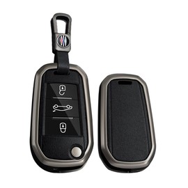 TECART Smart Car Key Case Fits Peugeot 3008 308 5008 508 for Citroen DS3 DS4 DS5 Cactus Fits Ople Crossland Leather Protective Case Key Accessories 3 Button A Black