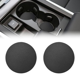 UHANBUT Car Cup Holder Coaster, Leather Anti-Slip Auto Cup Holder Insert Coaster, Shockproof Waterproof Drink Mat, Universal Vehicle Interior Decoration Accessories for Cars, Trucks, SUVs (Black)