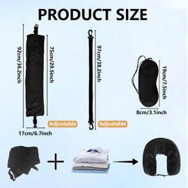 Fillable Neck Pillow Set, Convertible Expandable U-Shaped Neck Pillow Cover, Tubular Travel Pillow with Black Eye Mask, Stuffable Travel Pillow Plush for Train Air Travel