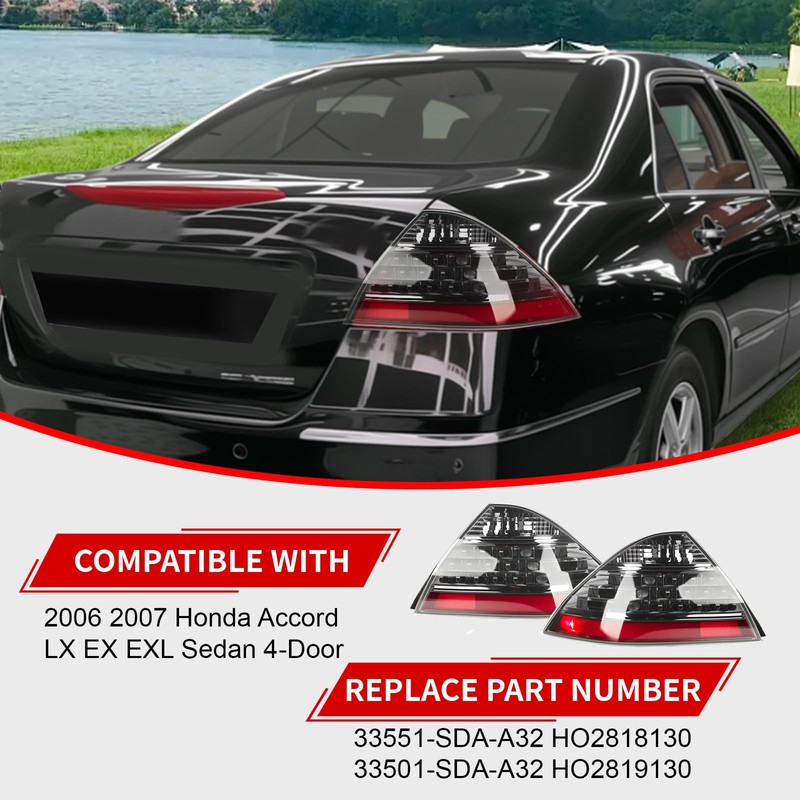 A pair of Smoke Taillights with bulbs for Honda 2006-2007