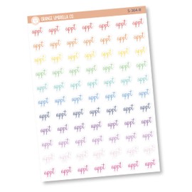 Appointment Planner Stickers, Script "Appt" Labels, Color Print Planning Stickers | F4 Rainbow | S-364-R
