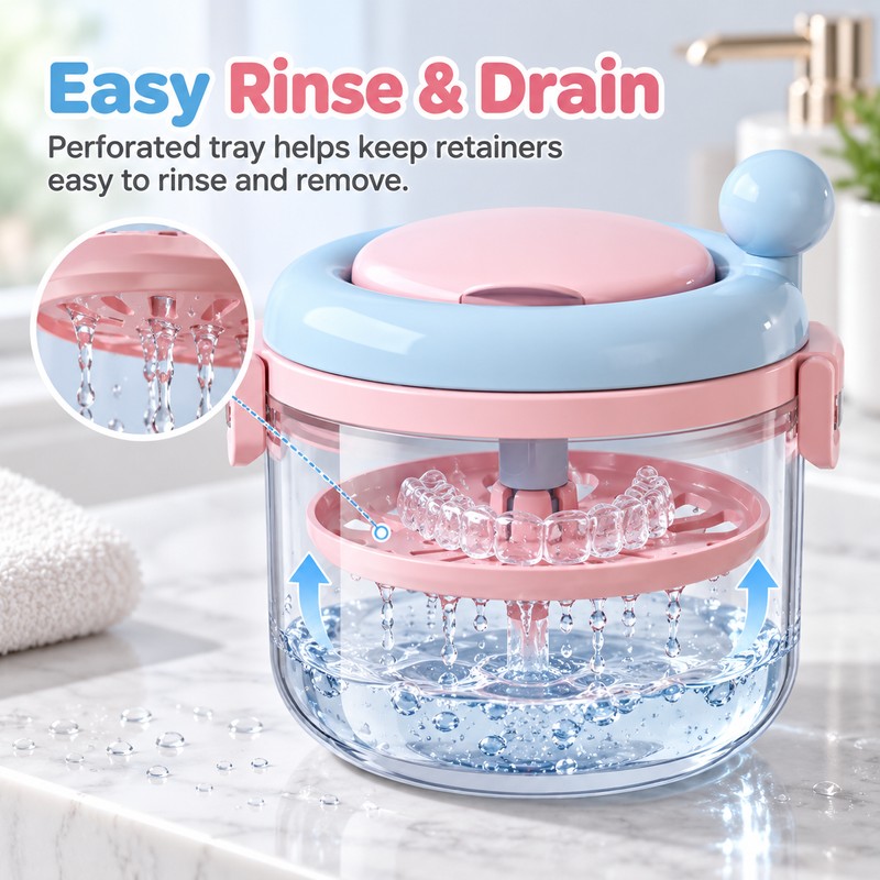 Rotating Retainer Case for Oral Appliance Storage – Drainable Ventilated