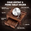 Tesonway Cigar Ashtray, Wooden Cigar Ashtrays with Cigar Cutter, Phone