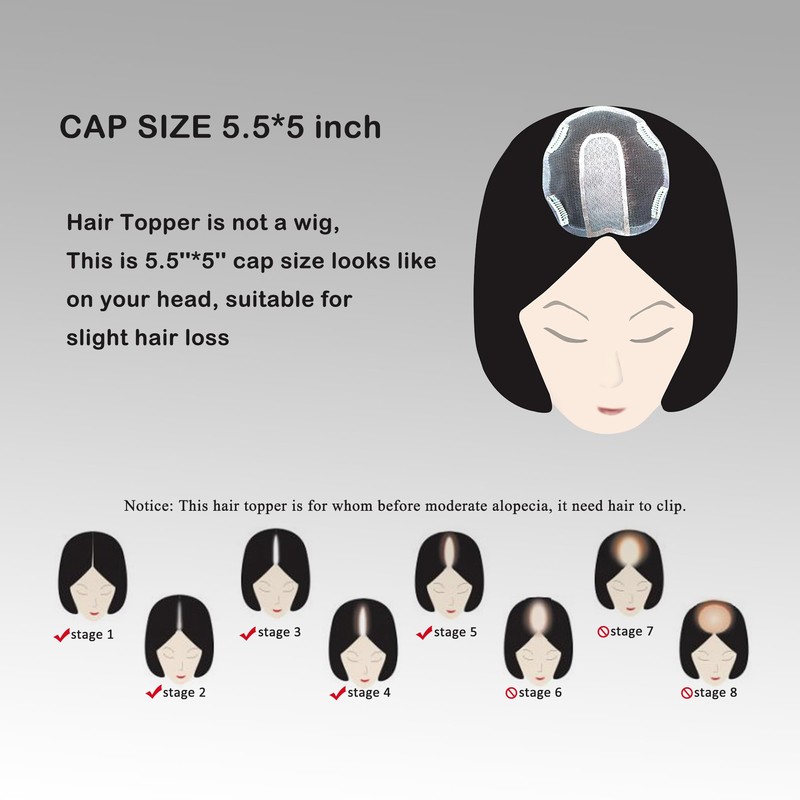 FQNing 5x5.5 inch Hair Topper with Bangs Real Human Hair