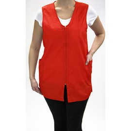CHARLENE Long Zipper Stylist Vest with Pockets (Medium, Red)