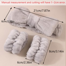 OWITER Skincare Headband and Wristbands Make Up Headband Wrist Bands for Face Washing Spa and Wristband Set Face Wash (Grey, 1)
