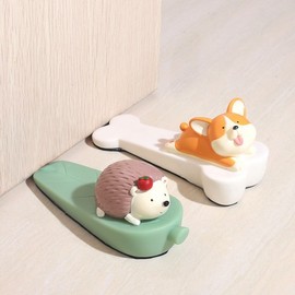 Cute Animal Character Door Stopper/Holder for Home, Creative Cartoon Anti-Collision Living Room Door Wedge Free Size/Animal Design - Kitten 4ea