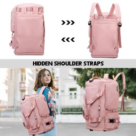 Suweir Sports Bag Women Men 42L Travel Bag with Shoe Compartment Wet Compartment Waterproof Training Bag Travel Duffle Bag with Backpack Weekender Swimming Bag Fitness Bag for Travel, Fitness, Sports,