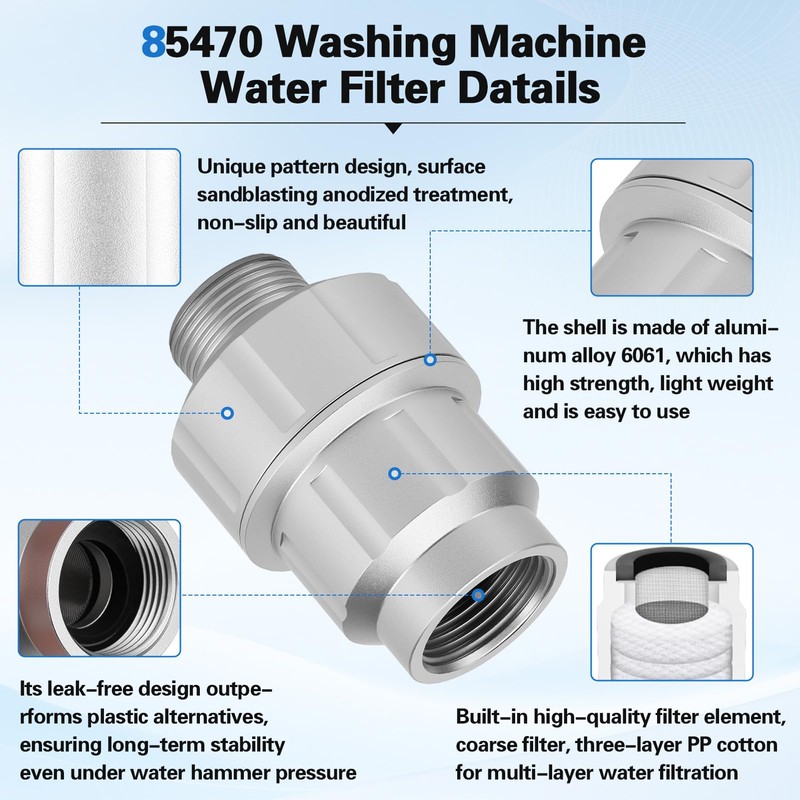 Upgraded 85470 Washing Machine Water Filter,Micron Down Sediment Filter,85470 inline