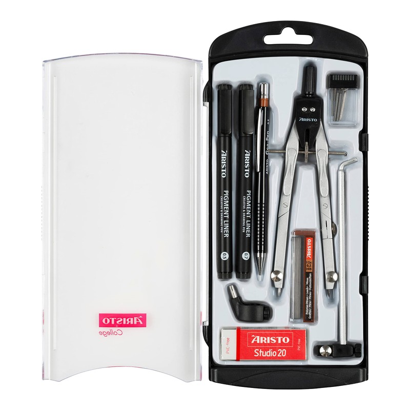Aristo AR80078 Quick Adjustment Compass 9-Piece School Set (Compass with