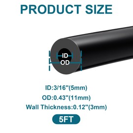 SDZONGES Vacuum Hose Automotive, 3/16"(5mm) ID Vacuum Hose, 5FT Vacuum Lines Automotive, 130PSI Max Pressure Silicone Vacuum Tube Black.