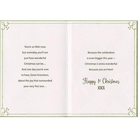 Designer Greetings Rocking Horse Ornament on Green Juvenile 1st : First Christmas Card for Great-Grandson