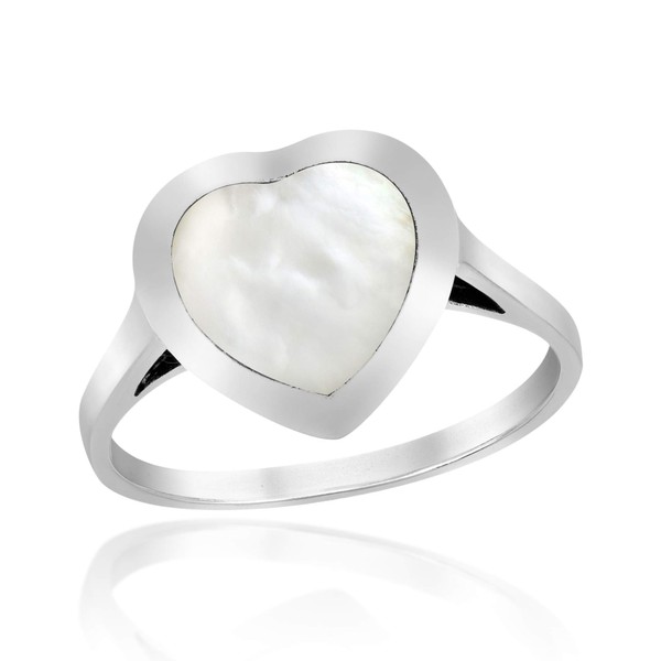 AeraVida Heart of Compassion White Mother of Pearl Inlay .925