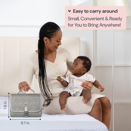 BabbleRoo Baby Changing Pad - Comfortable Portable Changing Pad, Compact, Fits in Any Diaper Bag - Lightweight and Soft with Cute Designs, Convenient Pockets, Extra Head Support – Light Gray