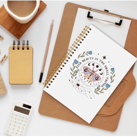 BESERH Witchy Colorful Butterfly Notebook, Boho Moon Phase Floral Journal, Mystical Celestial Moth Journal, Butterfly Gifts for Women, Boho Witch Hardcover Spiral Notebook 5.5x8.3 Inch