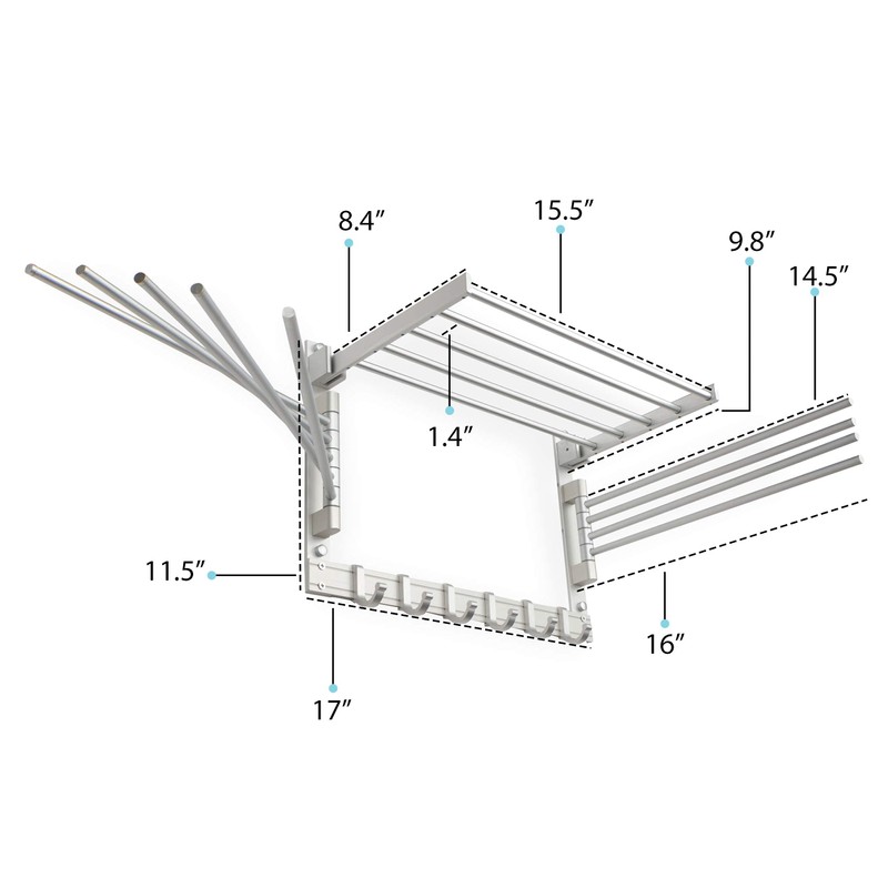 brightmaison BGT Wash Clothes Drying Rack Wall Mount Laundry Room