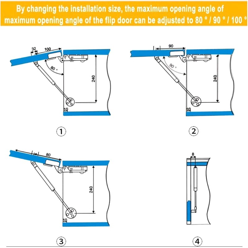 jing 20N4.4 lb Gas Strut Cabinet Hinge Safety Lift Support,