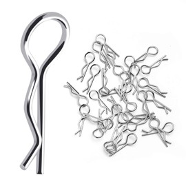 KCRTEK 100Pcs RC Body Clips,30-Degree Angle RC Clips Easy to Plug for All 1/10 1/12 Scale Redcat HPI Himoto HSP Exceed RC Car Parts Truck Buggy Shell Replacement Silver