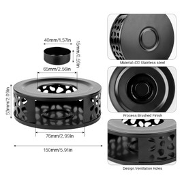 BigKego Tea Warmer Stainless Steel with Tea Light Holder Warmer for Teapot Tea Warmer Tea Warmer Tea Warmer Black Coffee Warmer for Teapots and Coffee Pots