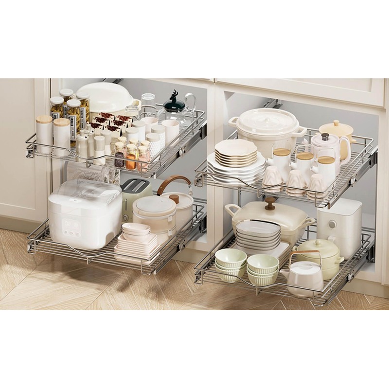 DINDON 2 Tier Pull Out Cabinet Organizer (17" W x