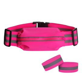 Augsion Running Pouch, Reflective, High Elasticity, High Visibility, No Shake, Waterproof, Sweatproof, Adjustable Belt, Large Capacity, Lightweight, Mountain Climbing, Night Sports, Waist Bag, Unisex