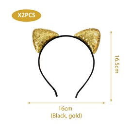 2 Pieces Cat Ear Headbands, Sequin Headbands, Creative Styling Headbands, Cute Headbands, Party Clothing Accessories