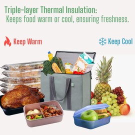 VENO 2 Pack Cooler Bag and Insulated Grocery Bags for Food Delivery, Collapsible Cooler. Reusable Shopping Bags for Groceries with Hard Bottom, Zippered, Foldable, Heavy-Duty (Light Green, 2 Pack)