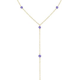 Tanzanite Dainty Y Necklace in 14k Gold Fill