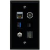 RiteAV CAT7 Coax HDMI TOSLINK USB 3 USBC Flat/Solid Wall Plate [Black]