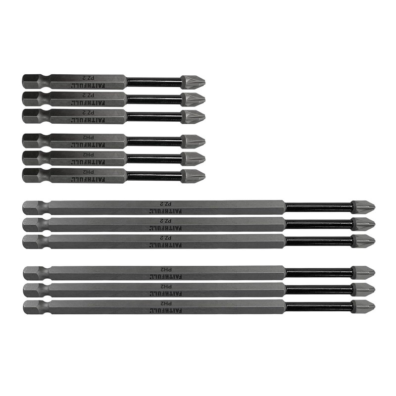 Faithfull Impact Screwdriver Bit Set 16 Piece PZ2 PH2 75mm